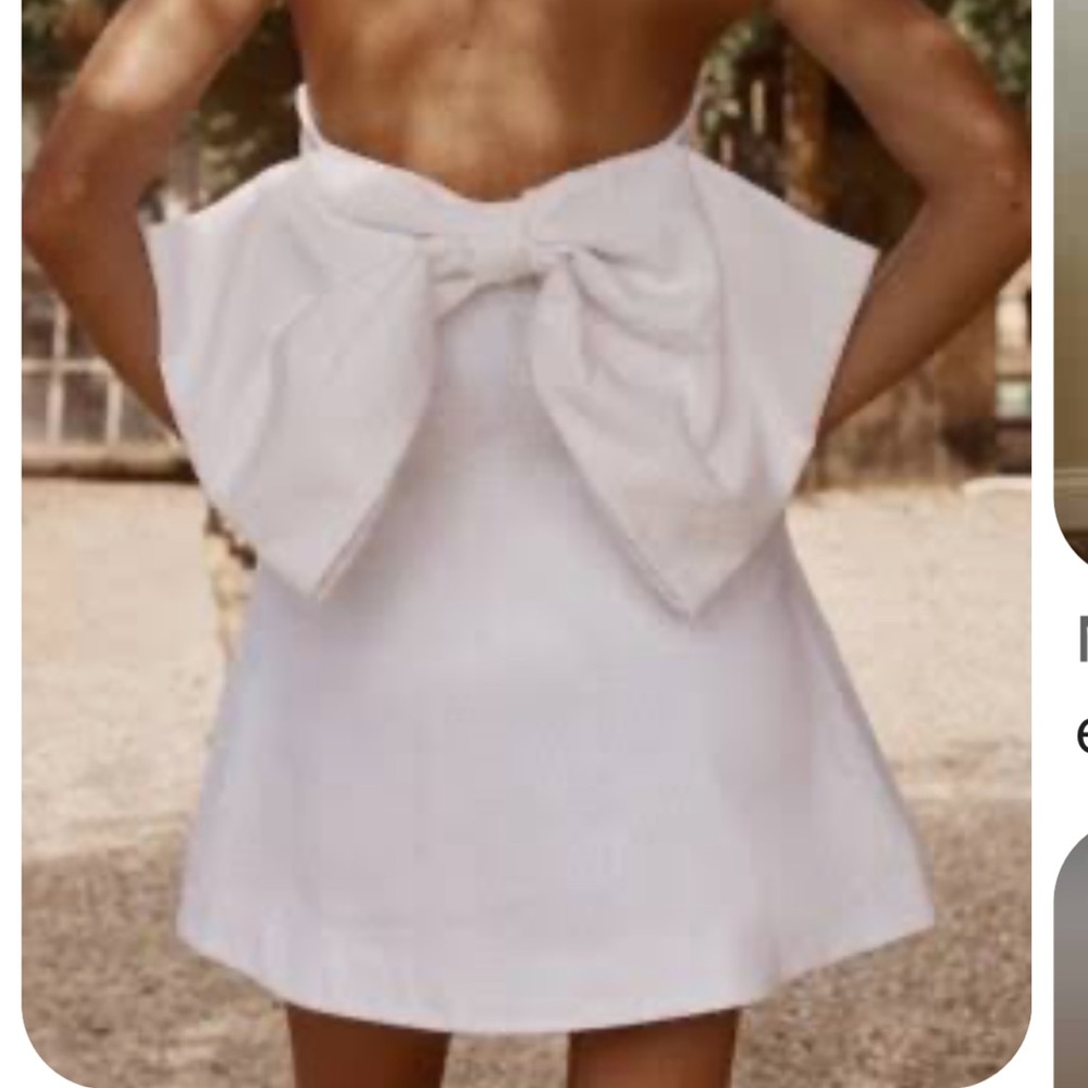 NWT DISSH Aisle White Linen Back Bow Dress